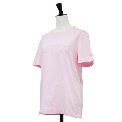 25春夏 フリンジ 刺繍入り ロゴ スリムフィット Tシャツ / カットソー クルーネック 半袖 ショートスリーブ コットン