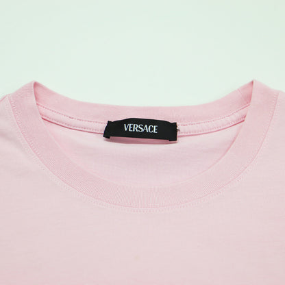 25春夏 フリンジ 刺繍入り ロゴ スリムフィット Tシャツ / カットソー クルーネック 半袖 ショートスリーブ コットン