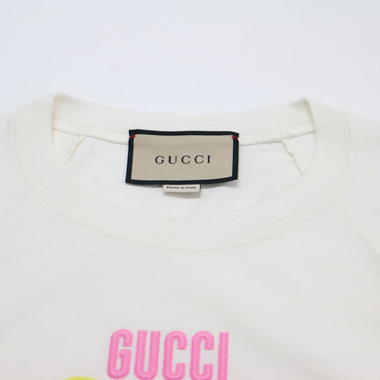 24春夏 エンブロイダリー ロゴ 半袖 Tシャツ / カットソー ショート丈 クルーネック ハーフスリーブ 刺繍 コットン