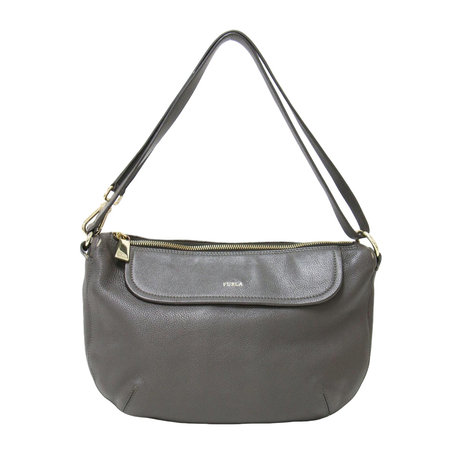 レザー ショルダーバッグ / クロスボディ 肩掛け 2WAY 半円型 ファスナー