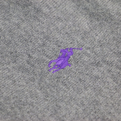コットン クルーネック カーディガン / 二ット 長袖 ポニー刺繍