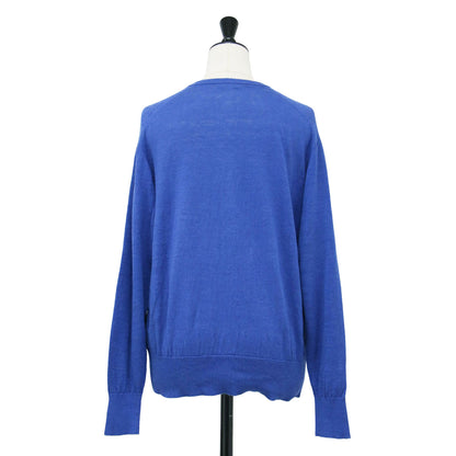 リネン クルーネック カーディガン / ニット 長袖 ラグランスリーブ ハイゲージ