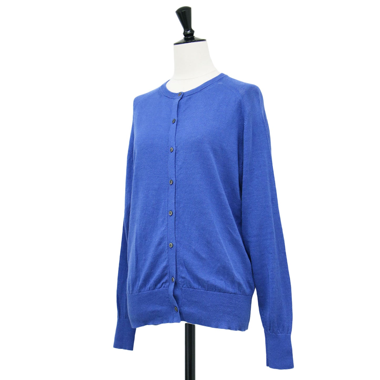 リネン クルーネック カーディガン / ニット 長袖 ラグランスリーブ ハイゲージ