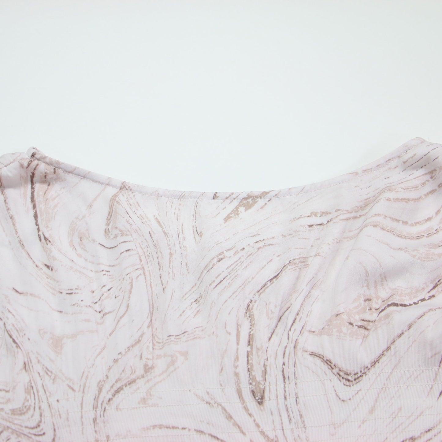 20秋冬 サテン プリーツ オーバー ワンピース / ロング丈 Vネック 長袖 フレア ボリュームスリーブ マーブル柄