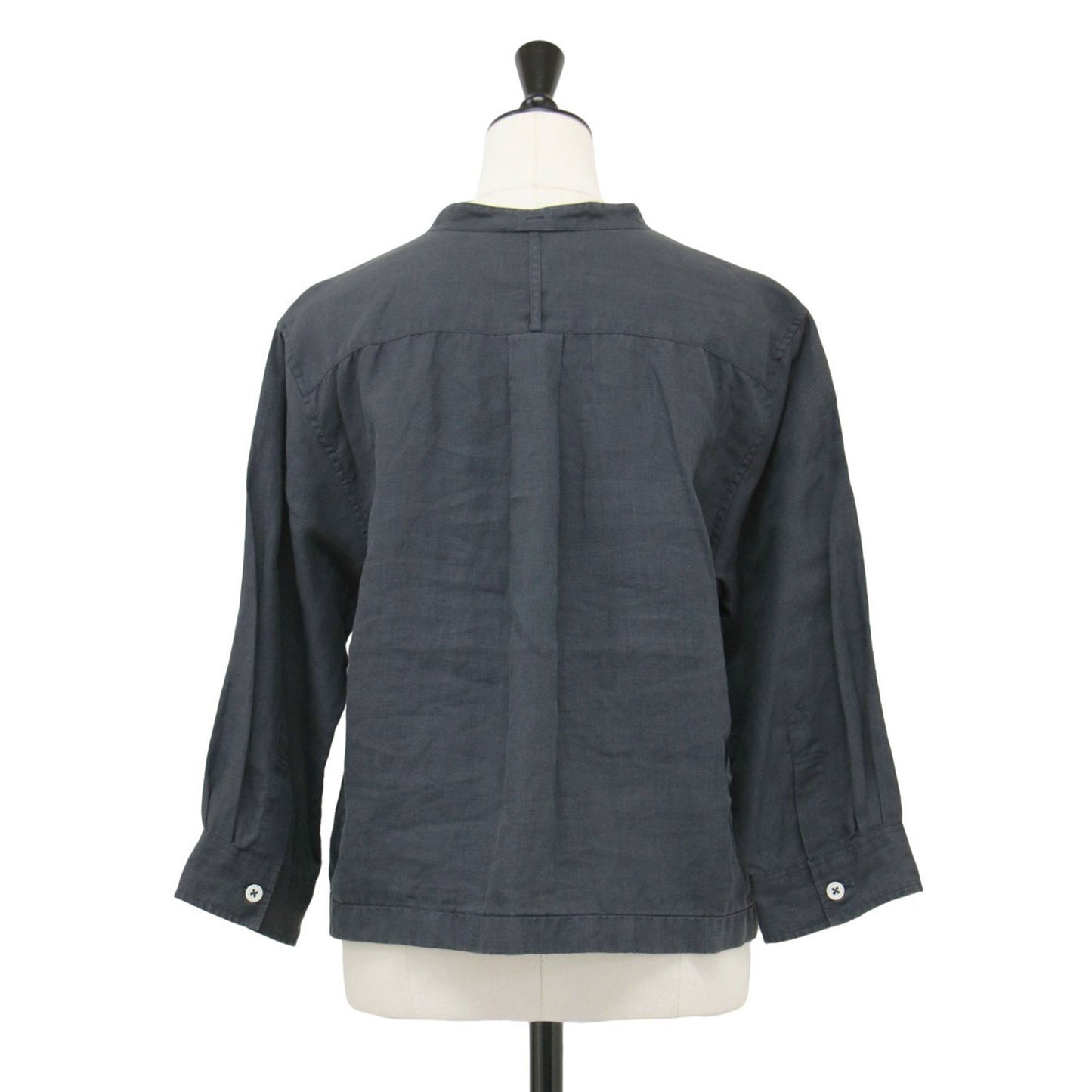 リネン バンドカラー シャツ / SHIRTING LINEN ブラウス ショート丈 7分袖