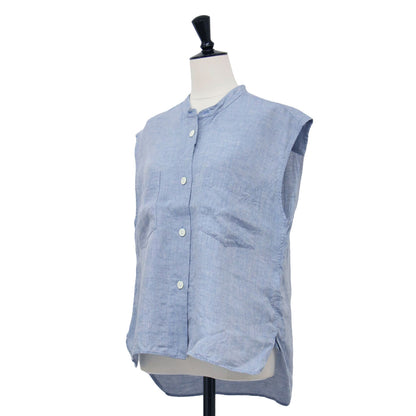 ソフト リネン ノースリーブ シャツ / SOFT LINEN SHIRT ブラウス バンドカラー
