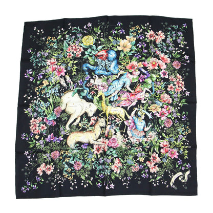 22秋冬 D-コンステレーション プリント シルク スカーフ / 大判 花柄 星座 フラワープリント