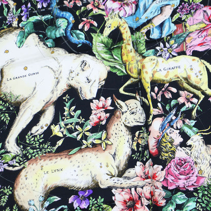 22秋冬 D-コンステレーション プリント シルク スカーフ / 大判 花柄 星座 フラワープリント