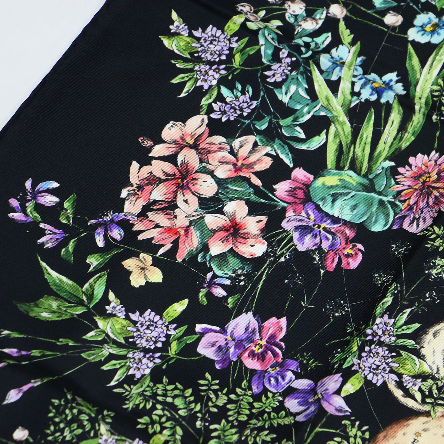 22秋冬 D-コンステレーション プリント シルク スカーフ / 大判 花柄 星座 フラワープリント