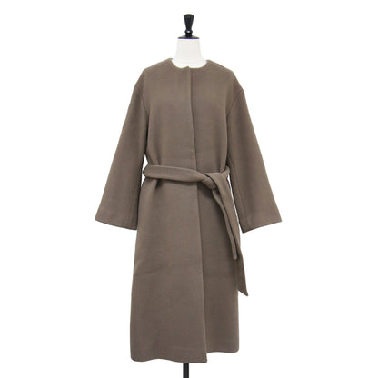 22秋冬 ウール ノーカラー ベルト ロング コート / MANTECO クルーネック Iライン