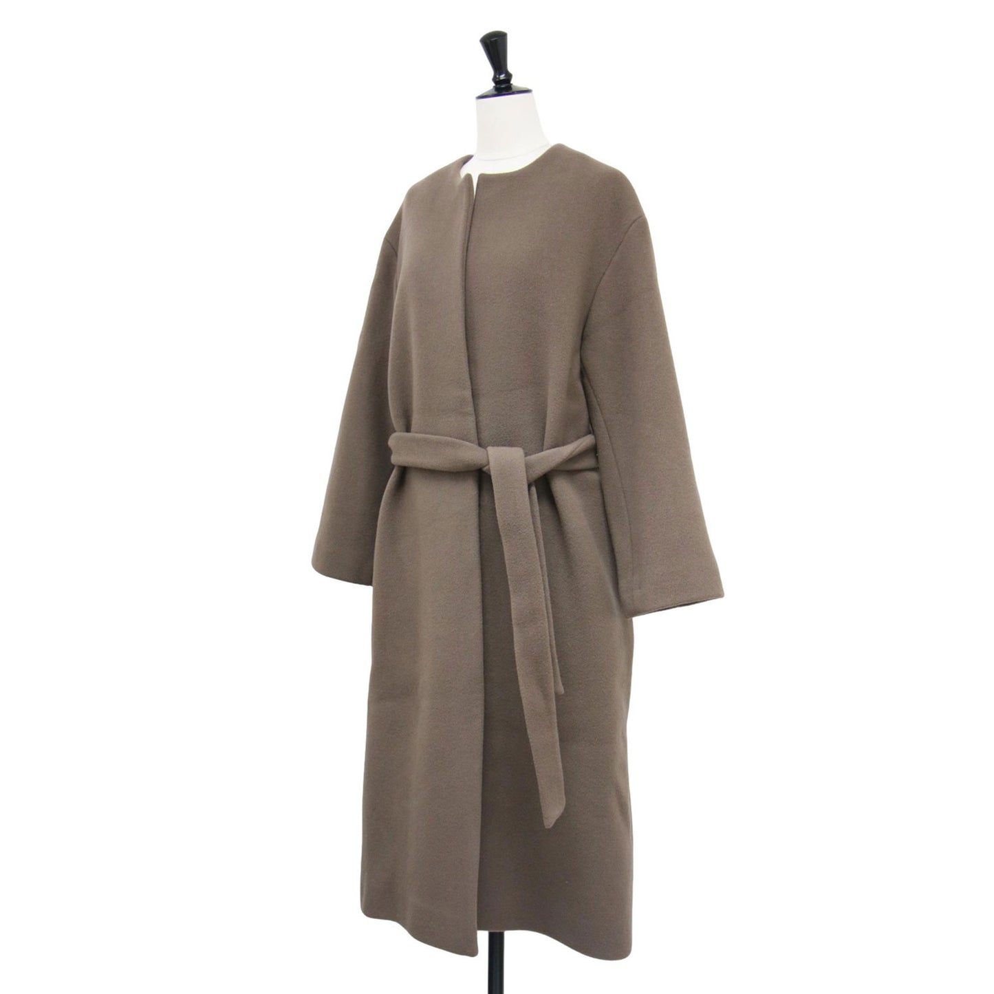 22秋冬 ウール ノーカラー ベルト ロング コート / MANTECO クルーネック Iライン