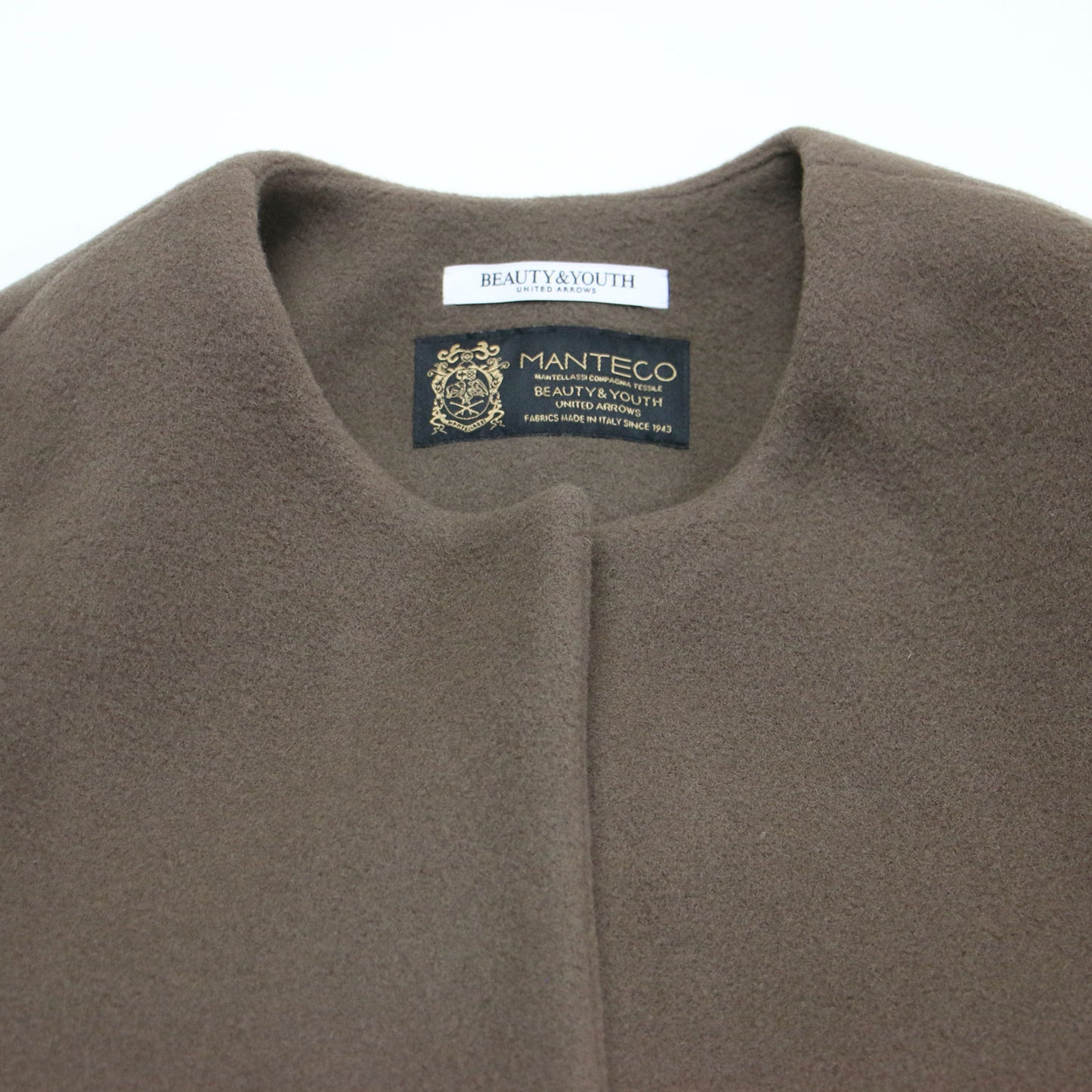 22秋冬 ウール ノーカラー ベルト ロング コート / MANTECO クルーネック Iライン