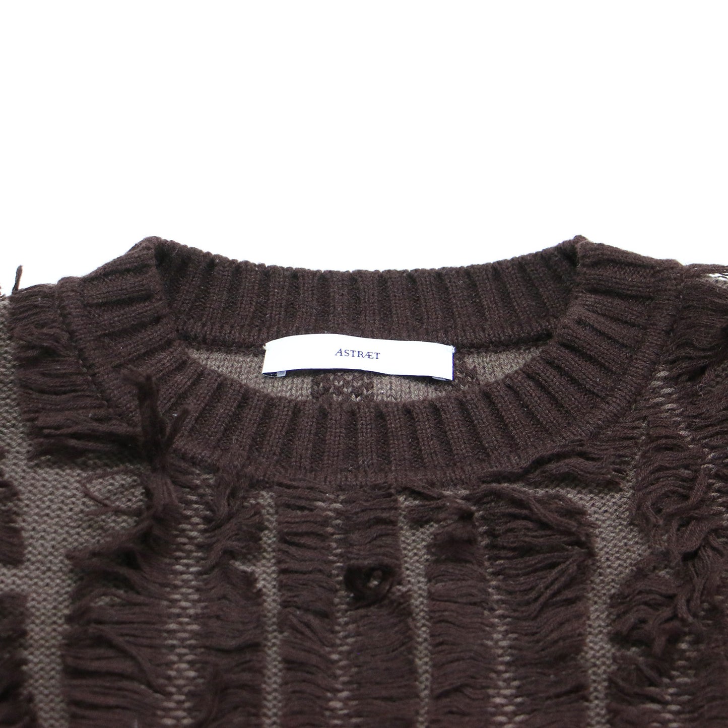 24春夏 5G フリンジ クルーネック ニット / プルオーバー 長袖 ウール モザイク柄 ジャガード