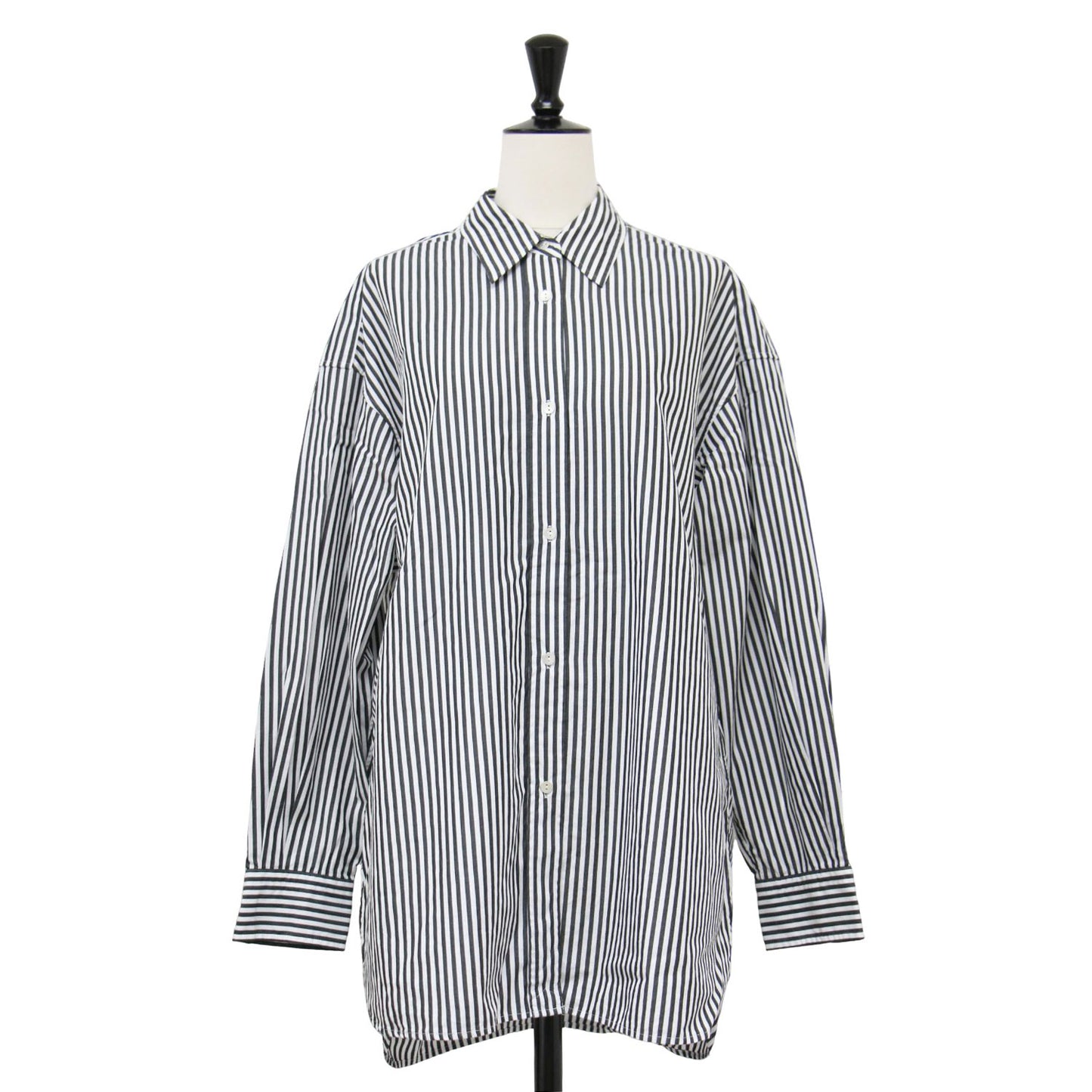 23秋冬 コットン ルーズ シャツ / レギュラーカラー 長袖 オーバーサイズ ストライプ