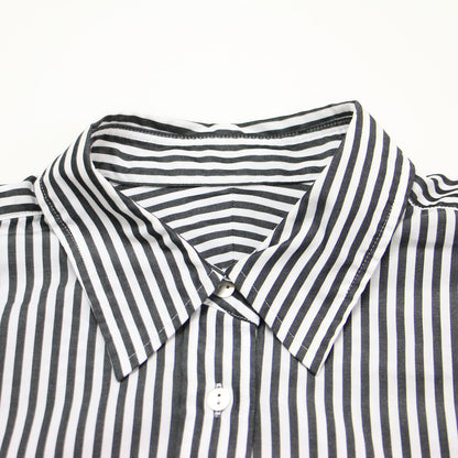 23秋冬 コットン ルーズ シャツ / レギュラーカラー 長袖 オーバーサイズ ストライプ