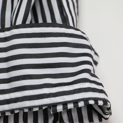 23秋冬 コットン ルーズ シャツ / レギュラーカラー 長袖 オーバーサイズ ストライプ