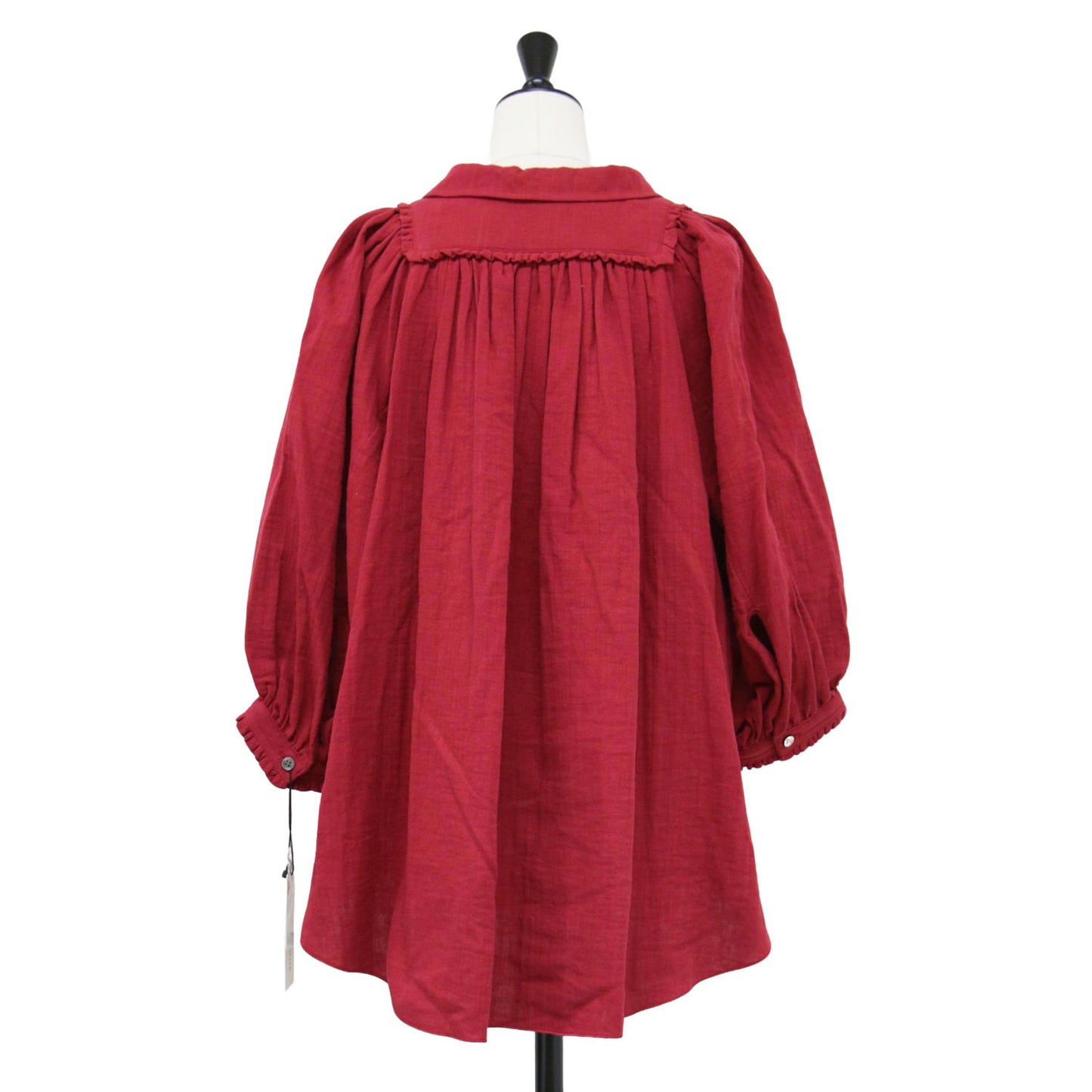 24春夏 ガーゼ スモック ブラウス / GAZE SMOCK BLOUSE 七分袖 Vネック ギャザー ラグランスリーブ コットン