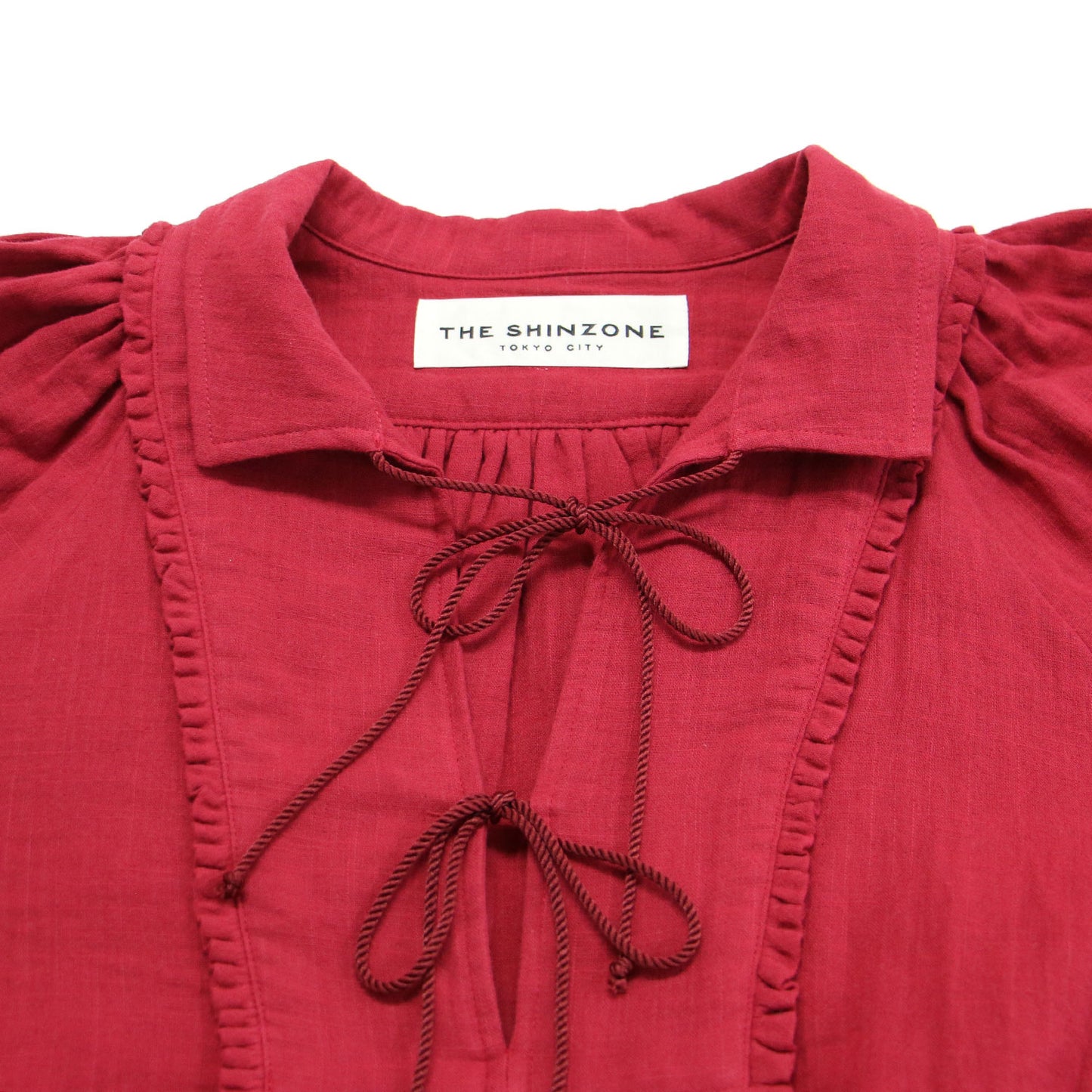 24春夏 ガーゼ スモック ブラウス / GAZE SMOCK BLOUSE 七分袖 Vネック ギャザー ラグランスリーブ コットン