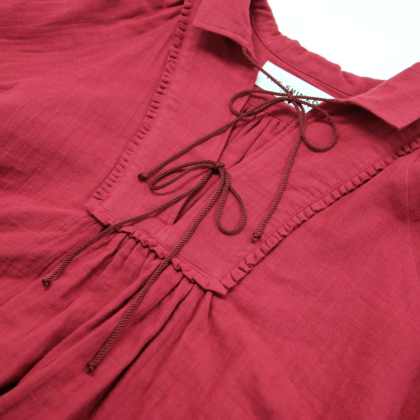 24春夏 ガーゼ スモック ブラウス / GAZE SMOCK BLOUSE 七分袖 Vネック ギャザー ラグランスリーブ コットン