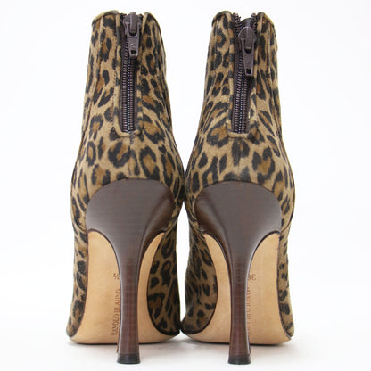 レオパード ピンヒール ショートブーツ / ブーティ― ポインテッドトゥ ハイヒール ヒョウ柄