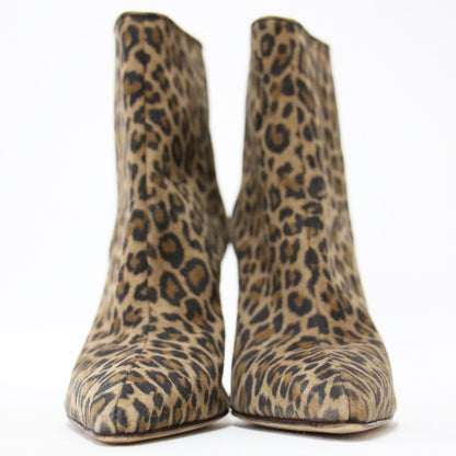 レオパード ピンヒール ショートブーツ / ブーティ― ポインテッドトゥ ハイヒール ヒョウ柄