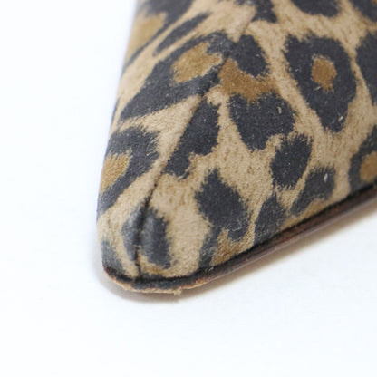 レオパード ピンヒール ショートブーツ / ブーティ― ポインテッドトゥ ハイヒール ヒョウ柄