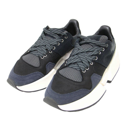 ランナー レザー スニーカー / レースアップ ボリュームソール スウェード メッシュ