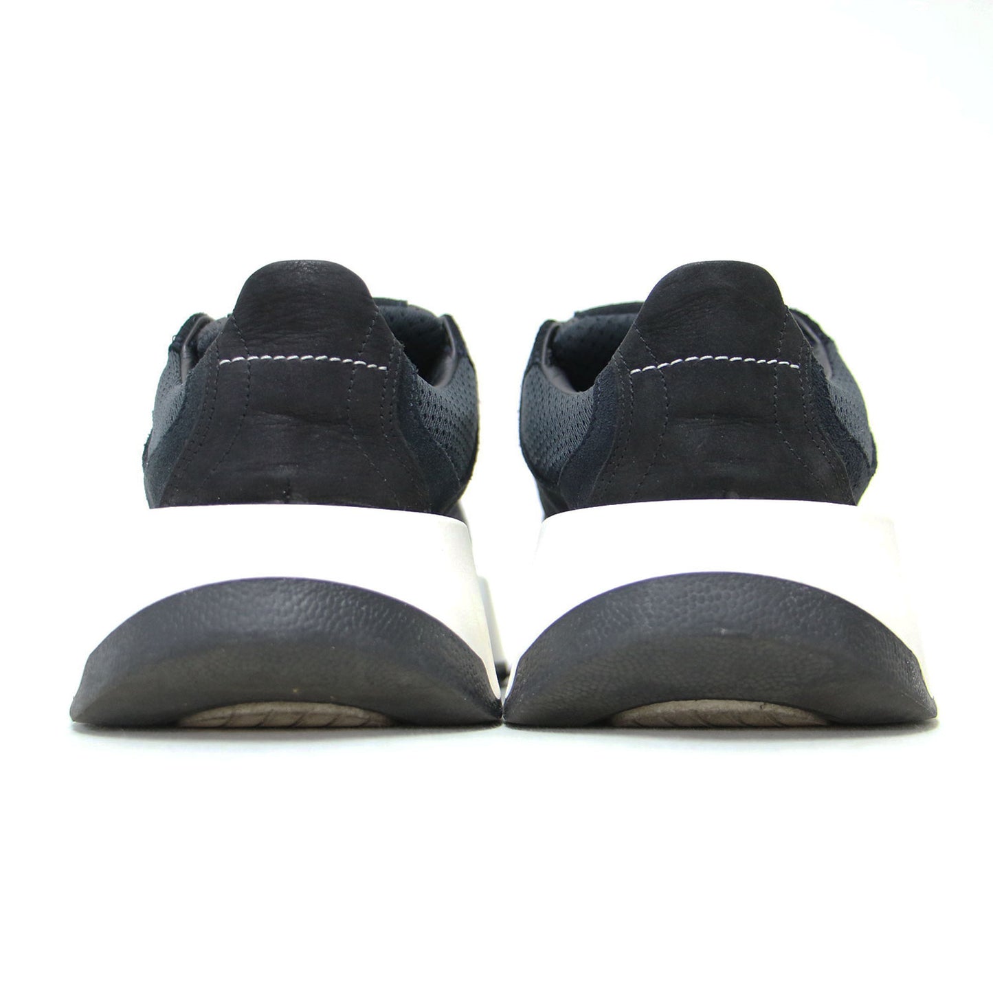 ランナー レザー スニーカー / レースアップ ボリュームソール スウェード メッシュ