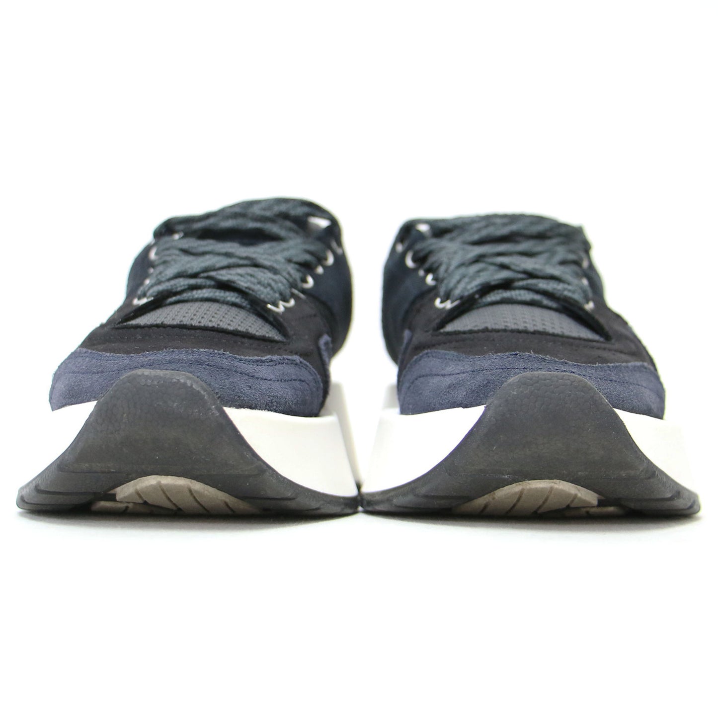 ランナー レザー スニーカー / レースアップ ボリュームソール スウェード メッシュ