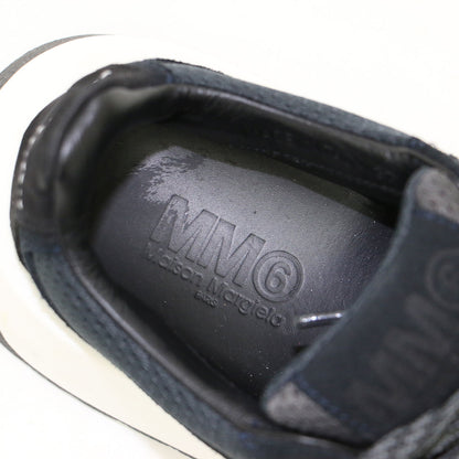 ランナー レザー スニーカー / レースアップ ボリュームソール スウェード メッシュ