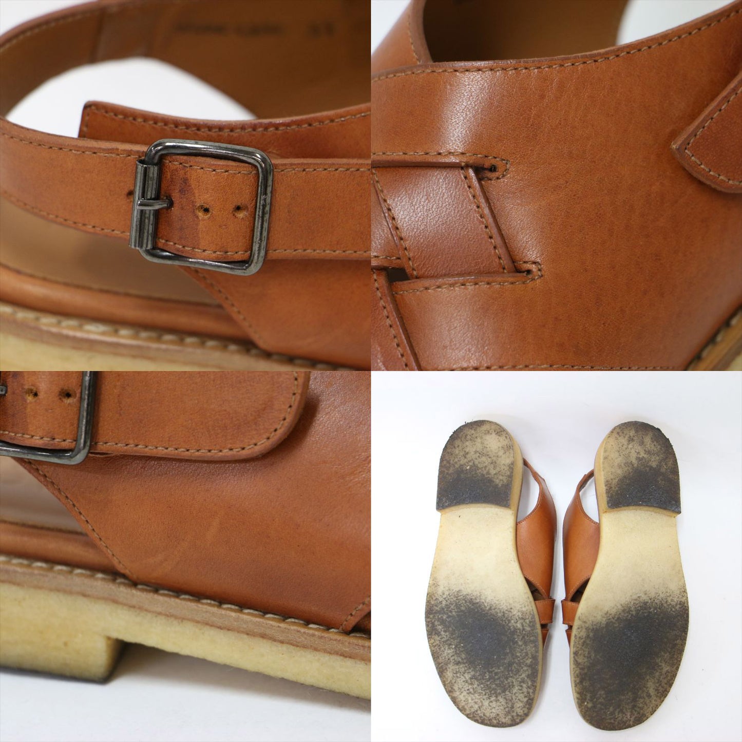 編み込み レザー フラット サンダル / バックストラップ クレープソール 牛革