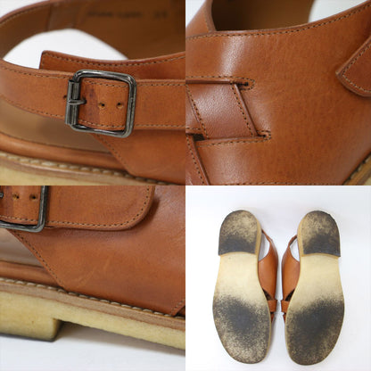 編み込み レザー フラット サンダル / バックストラップ クレープソール 牛革