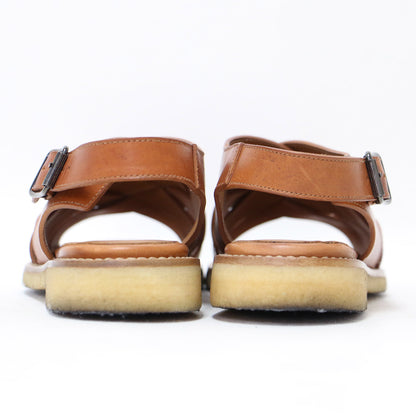 編み込み レザー フラット サンダル / バックストラップ クレープソール 牛革