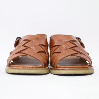 編み込み レザー フラット サンダル / バックストラップ クレープソール 牛革