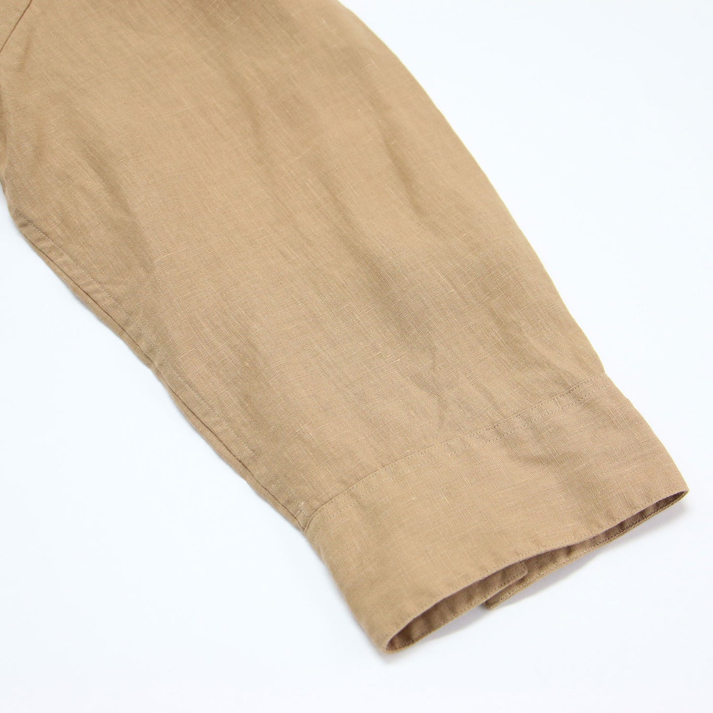 23春夏 リネン バンドカラー 7分袖 シャツ / SHIRTING LINEN ブラウス ショート丈 ポケット