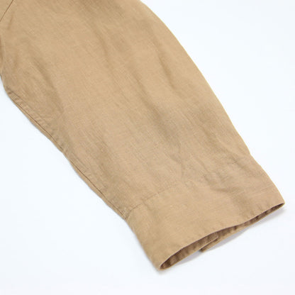 23春夏 リネン バンドカラー 7分袖 シャツ / SHIRTING LINEN ブラウス ショート丈 ポケット