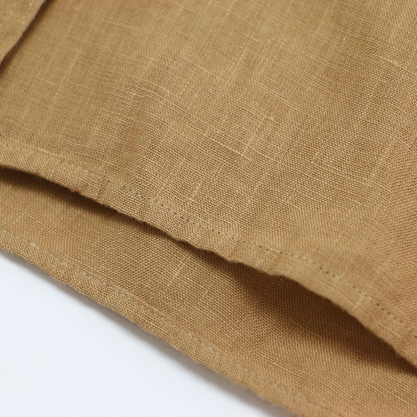 23春夏 リネン バンドカラー 7分袖 シャツ / SHIRTING LINEN ブラウス ショート丈 ポケット