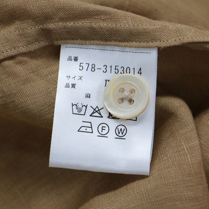 23春夏 リネン バンドカラー 7分袖 シャツ / SHIRTING LINEN ブラウス ショート丈 ポケット