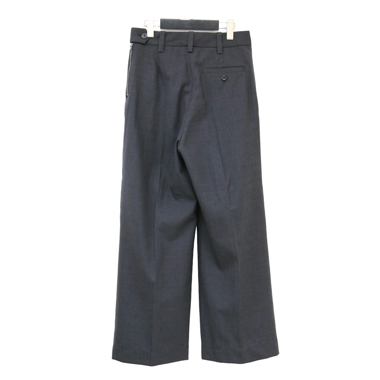 24春夏 サマー ウール ワイド パンツ / SUMMER WOOL POPLIN トラウザーズ ストレート ハイウエスト