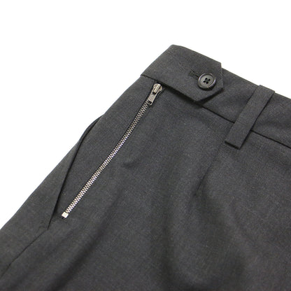 24春夏 サマー ウール ワイド パンツ / SUMMER WOOL POPLIN トラウザーズ ストレート ハイウエスト