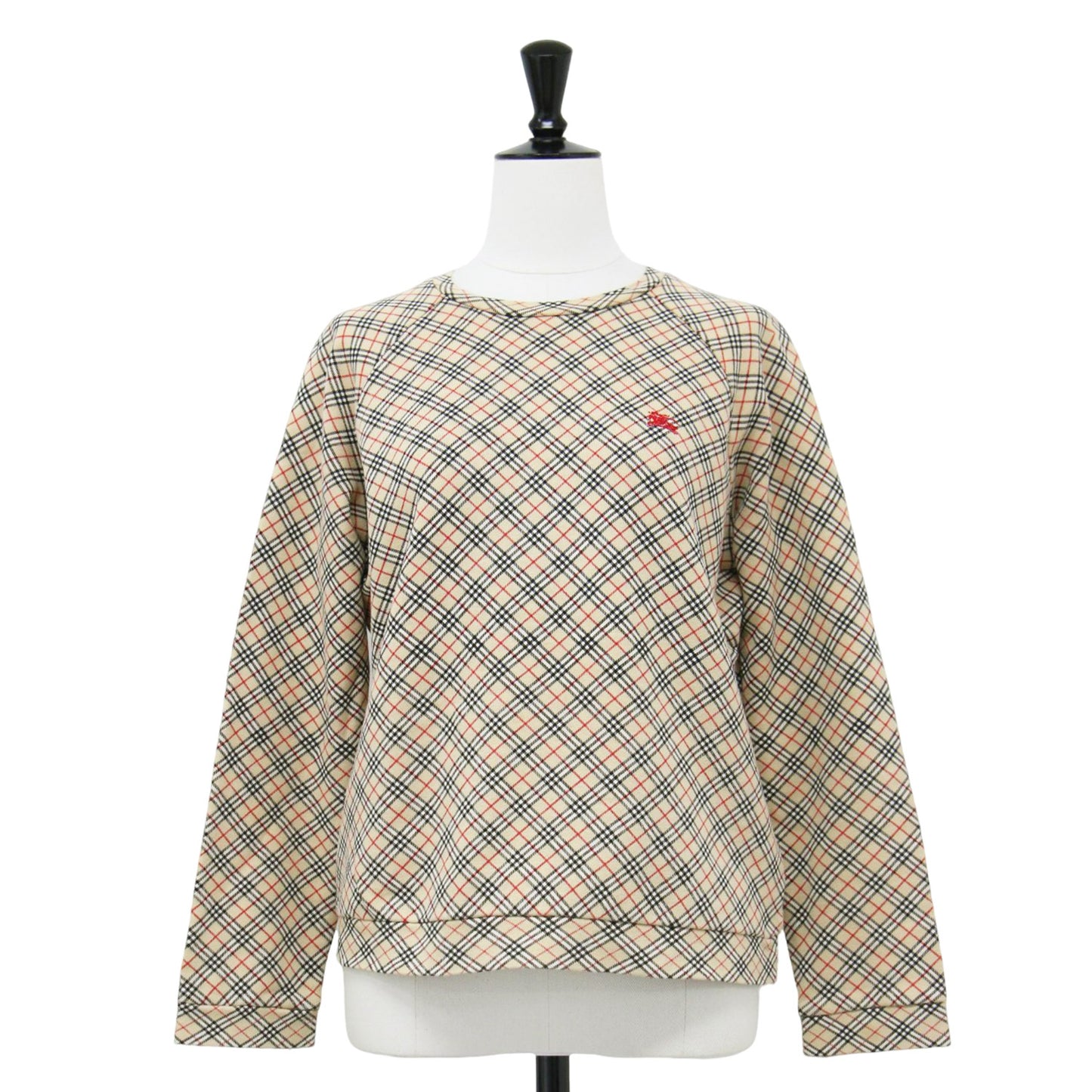 ノバチェック スウェット シャツ / プルオーバー ショート丈 クルーネック 長袖 コットン