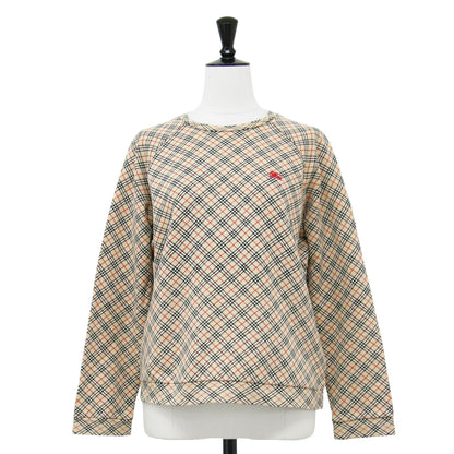 ノバチェック スウェット シャツ / プルオーバー ショート丈 クルーネック 長袖 コットン