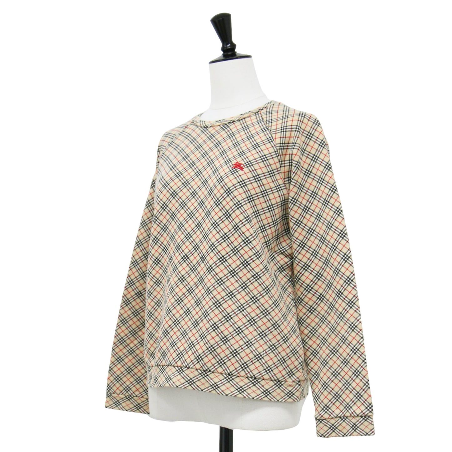 ノバチェック スウェット シャツ / プルオーバー ショート丈 クルーネック 長袖 コットン