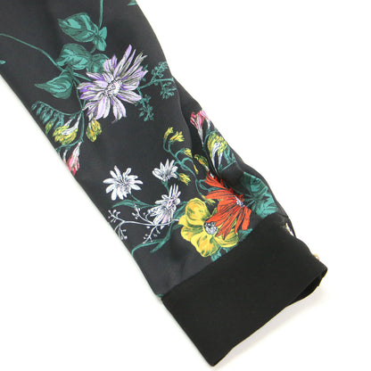 22秋冬 スタンドカラー ティアード ワンピース / ロング Vネック 長袖 フレア 花柄