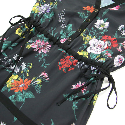 22秋冬 スタンドカラー ティアード ワンピース / ロング Vネック 長袖 フレア 花柄