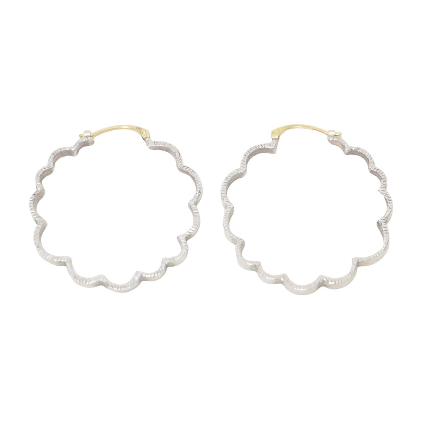 ミモザ ピアス L / イヤリング フープ型 フラワーモチーフ SV925 K18