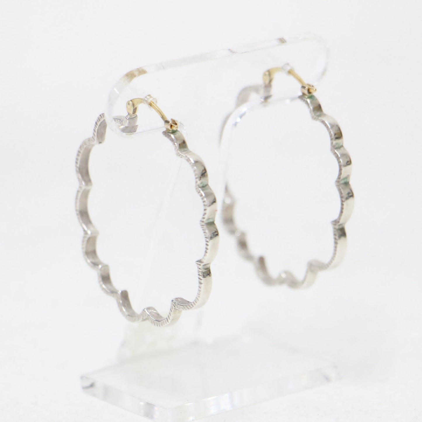 ミモザ ピアス L / イヤリング フープ型 フラワーモチーフ SV925 K18