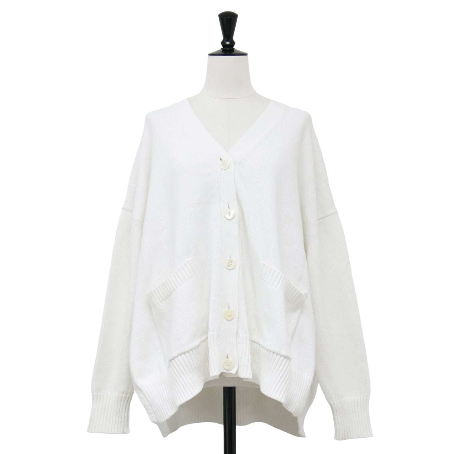 21春夏 サイドスリット カーディガン / ニット Vネック 長袖 ポケット オーバーサイズ コットン