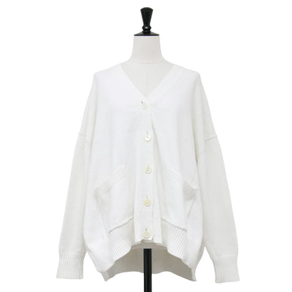 21春夏 サイドスリット カーディガン / ニット Vネック 長袖 ポケット オーバーサイズ コットン