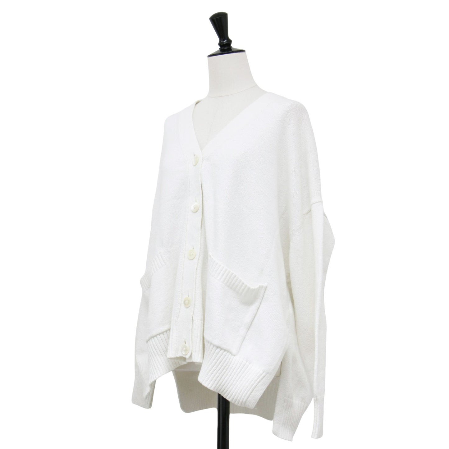 21春夏 サイドスリット カーディガン / ニット Vネック 長袖 ポケット オーバーサイズ コットン